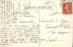Los alrededores de la POSTAL de la VENDIMIA Saint de Meen cubrieron con paja la cabana del camino del situee de Botrel de Dinan