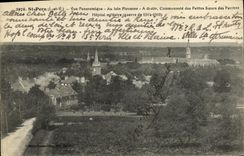 Opinion panoramica santa de Pern de la POSTAL de la VENDIMIA con Plouasne lejano a la derecha la comunidad de las pequenas hermanas del hospital militar pobre