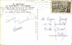 POSTAL MODERNA la playa santa santa de Servan Malo de la buena ayuda y la etapa de aterrizaje de Bidouane de la torre de las motoras de alta velocidad para el dinard dan vuelta a solidor