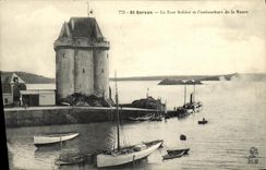 CPA St Servan La Tour Solidor et l embouchure de la Rance Bateau