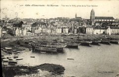CPA St Servan Vue vers le Port prise de la Tour Solidor Bateaux