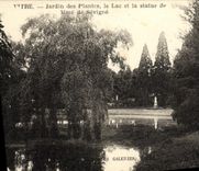 VINTAGE POSTCARD Pane Botanical garden the Lake and the Statue of Mrs  de Sevigne
