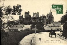 Cristal de la POSTAL de la VENDIMIA el castillo visto del camino de Rennes