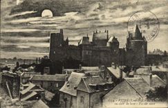 Cristal de la POSTAL de la VENDIMIA el castillo con el ataque frontal occidental del claro de luna