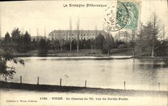 Cristal de la POSTAL de la VENDIMIA los cuarteles del militaria visto 70eme del jardin público