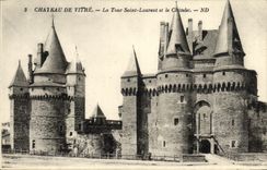 Castillo del cristal de la POSTAL de la VENDIMIA de la torre y del Chatelet de Saint Laurent