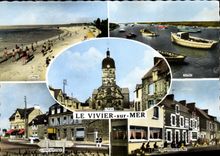 CPM Le Vivier sur Mer Le Port La plage Hotel de Bretagne Hotel Restaurant de la mer