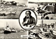CPM Saint Malo Cite corsaire Plage de bonsecours Les remparts La Falaise et le Brittany Le bassin 