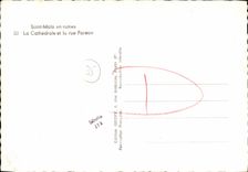 CPA Saint Malo la Cathedrale et la rue Poreon Militaria