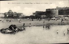 VINTAGE POSTCARD St Malo Main beach the Castle and the Casino