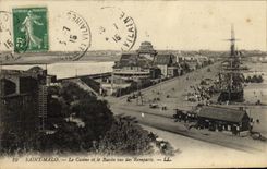 CPA St Malo Le Casino et le Bassin Vus des Remparts Bateau Voilier 
