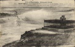 VINTAGE POSTCARD St Malo the Tomb of Chateaubriant one day of storm