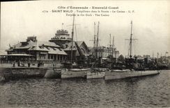 VINTAGE POSTCARD Holy Malo Destroyers in the Basin the Casino Boats