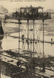 VINTAGE POSTCARD St Malo Overhead travelling crane has Low tide