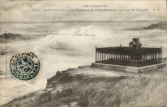 CPA Saint Malo Le Tombeau de Chateaubriand Un Jour de tempete