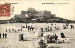 VINTAGE POSTCARD Saint Malo the Beach has Low Mare the strong National