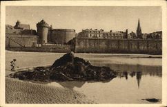 VINTAGE POSTCARD St Malo the Castle and Walls Seen of the Beach