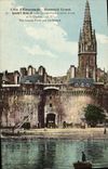 VINTAGE POSTCARD Saint Malo the Large Gate has High tide and the bell tower