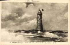VINTAGE POSTCARD Holy Malo Entered of the Roads Lighthouse the Tower of the garden