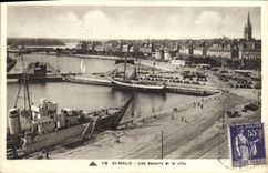 VINTAGE POSTCARD Holy Malo Basins and the Boats City