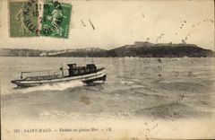 VINTAGE POSTCARD Holy Malo High speed motorboat on the open sea Boat