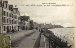 VINTAGE POSTCARD Saint Malo the Furrow has high Mer L Hotel Jacques Cartier Train