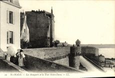 VINTAGE POSTCARD Holy Malo Walls and the Notre Dame Tower