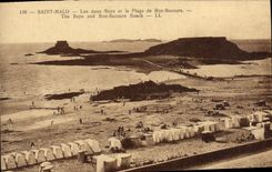 CPA Saint Malo Les deux Beys et la plage de Bon Secours 