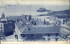 VINTAGE POSTCARD Holy Malo Panorama towards the Sea With foreground under prefecture the small Bey