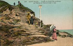 VINTAGE POSTCARD Holy Malo Staircase of the Large Bey Leading to the tomb of Chateaubriant