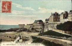 VINTAGE POSTCARD Holy Malo the Beach of Good Help and Walls