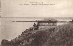 VINTAGE POSTCARD St Malo Tomb of Chateaubriant on Large Be