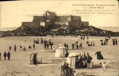 CPA Saint Malo La Plage a Maree Basse Le Fort National