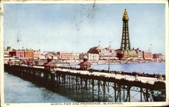 VINTAGE POSTCARD North Pier and Blackpool Walk