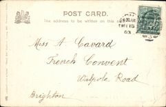 VINTAGE POSTCARD Rough Sea The Banjo Brighton Face mask has off