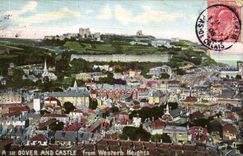 VINTAGE POSTCARD Dover And Castle From Heights Western