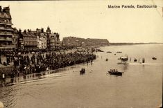 VINTAGE POSTCARD Eastbourne Marlne Parades Plane Aviation