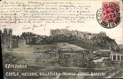 VINTAGE POSTCARD Edinburgh Castle National Galleries