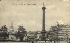 VINTAGE POSTCARD London Trafalgar St Martin Church