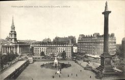 VINTAGE POSTCARD London Trafalgar Public garden and Nelson S column