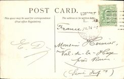 VINTAGE POSTCARD London The Tower Bridge And Tower off London Boat