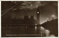 CPA Westminster Bridge Houses of Parliament London by night