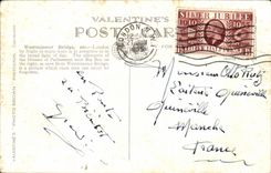 VINTAGE POSTCARD Westminster Bridge Houses off Parliament London by night