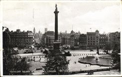 VINTAGE POSTCARD London Trafalgar Whitehall Public garden