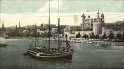 VINTAGE POSTCARD London Tower from to rivet Boat