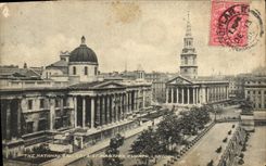 VINTAGE POSTCARD London The National Gallery St Martin S church