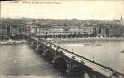 VINTAGE POSTCARD London Waterloo Bridge And Somerset House