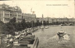 CPA London Victoria Embankmemt Bateau
