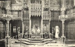 VINTAGE POSTCARD London The House off Lords The Throne