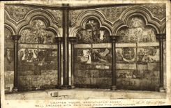 VINTAGE POSTCARD London Chapter House Westminster Abbey Wall arcades with paintings from the apocalypse